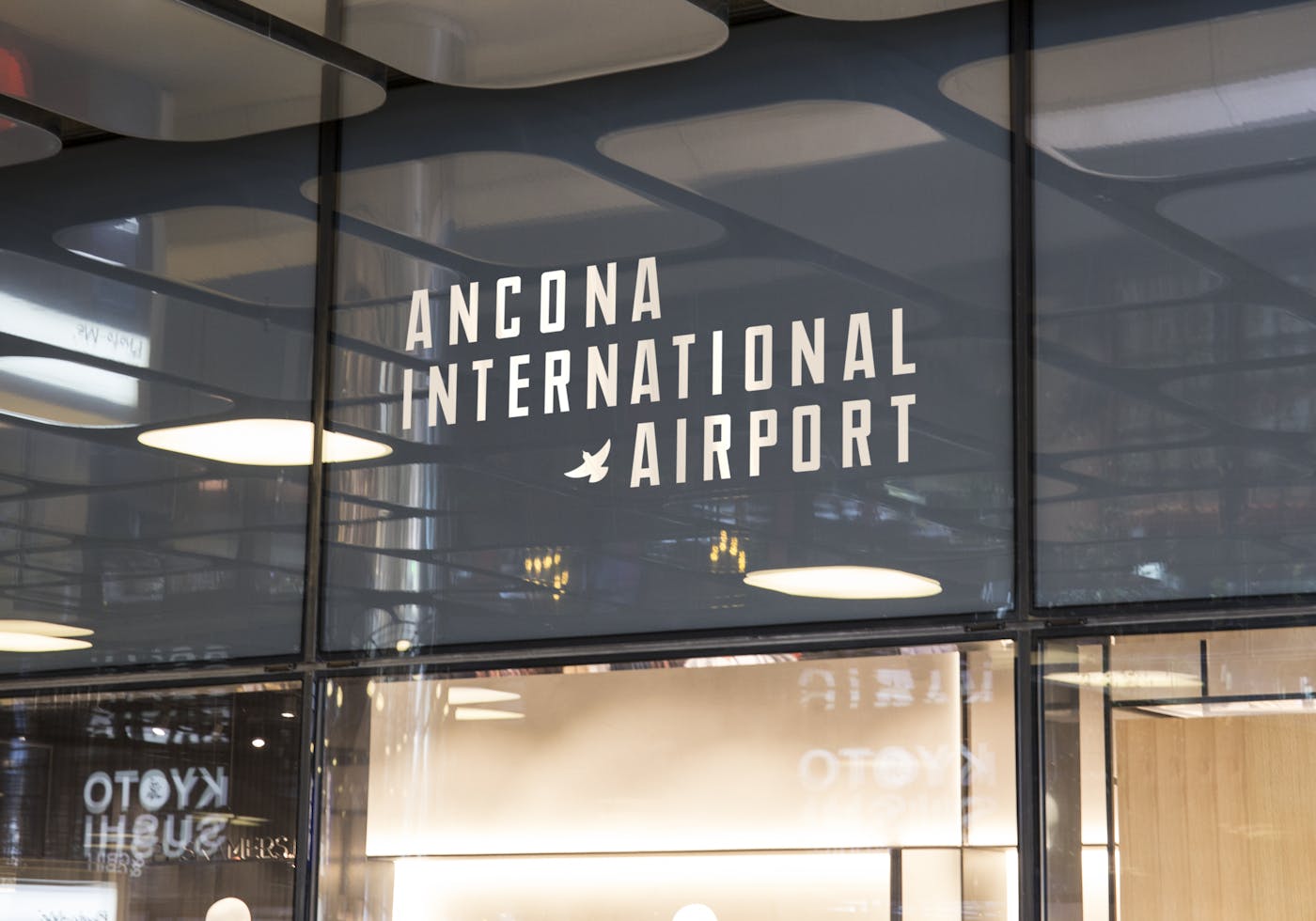 5 B Ancona International Airport shop window mockup